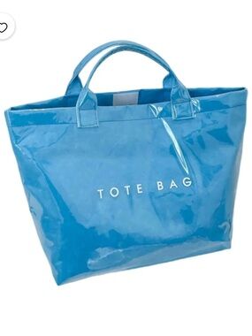 Glossy Blue Tote Bag with Top Handles